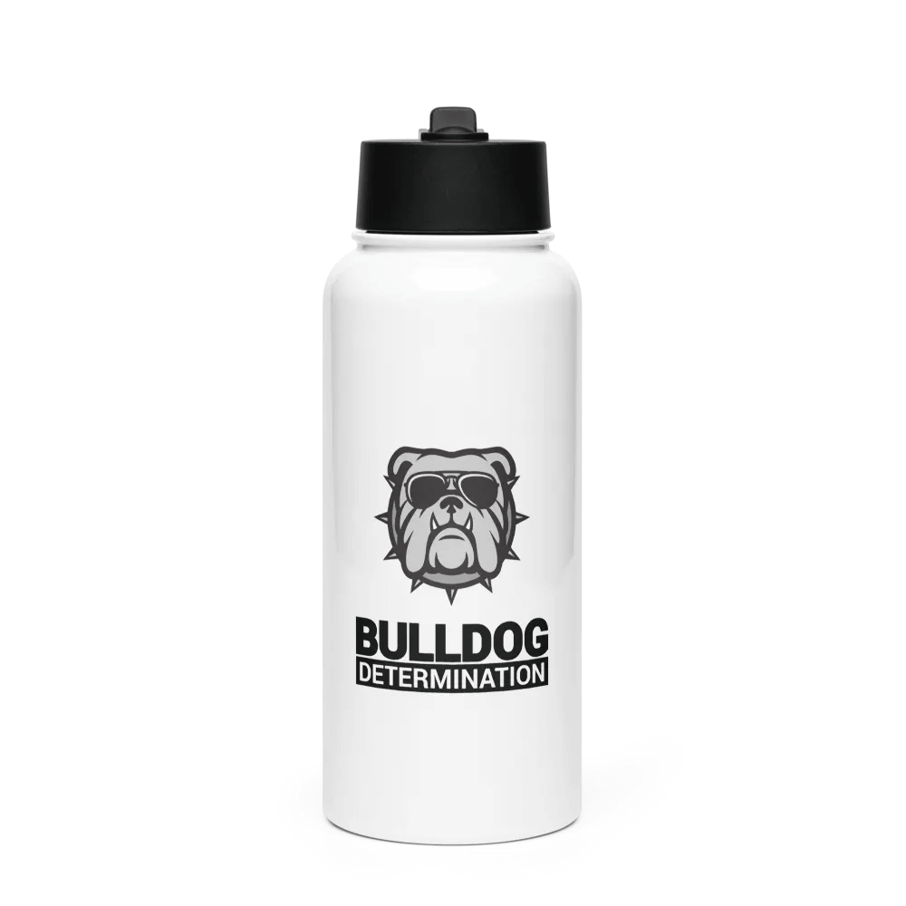 Stainless Steel Water Bottle with Straw Lid "Bulldog Determination" (Think and Grow Rich, Napoleon Hill) product image (1)