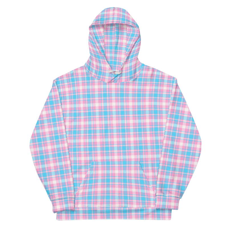 Baby Blue, Pink, and White Plaid Hoodie product image (6)