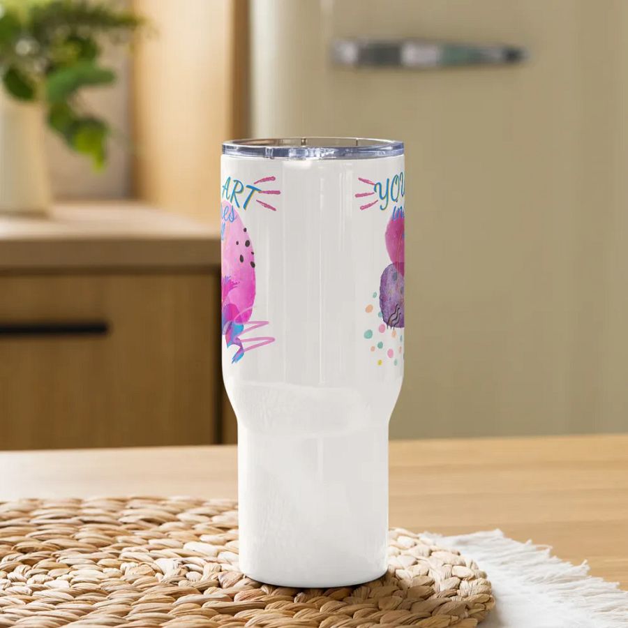 nsulated stainless steal travel mug depicting “your Art inspires us All’. Perfect gift for the Arty person, mom, wife, daughter, friend or colleague who appreciates stylish designs product image (9)