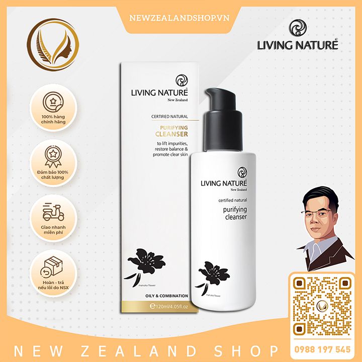 Sữa rửa mặt cho da dầu, mụn Living Nature Purifying Cleanser 120ml product image (1)