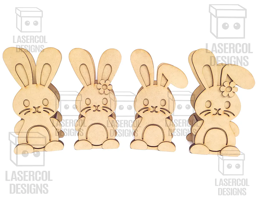 Easter Bunny Basket Set 4 (4 Styles, 2 Sizes) - Laser Cut Files product image (2)