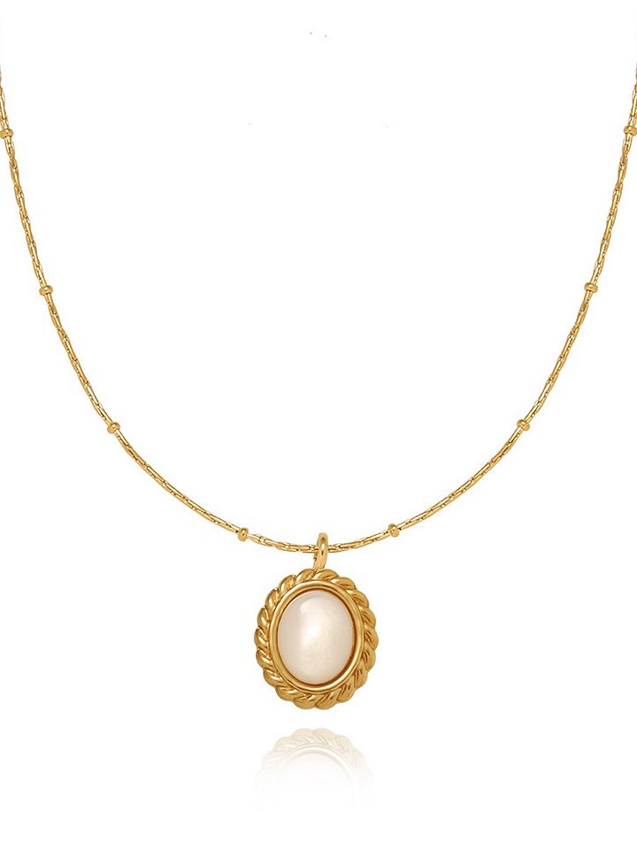 Vintage Oval Pearl Pendant Necklace | 18K Gold Plated product image (1)