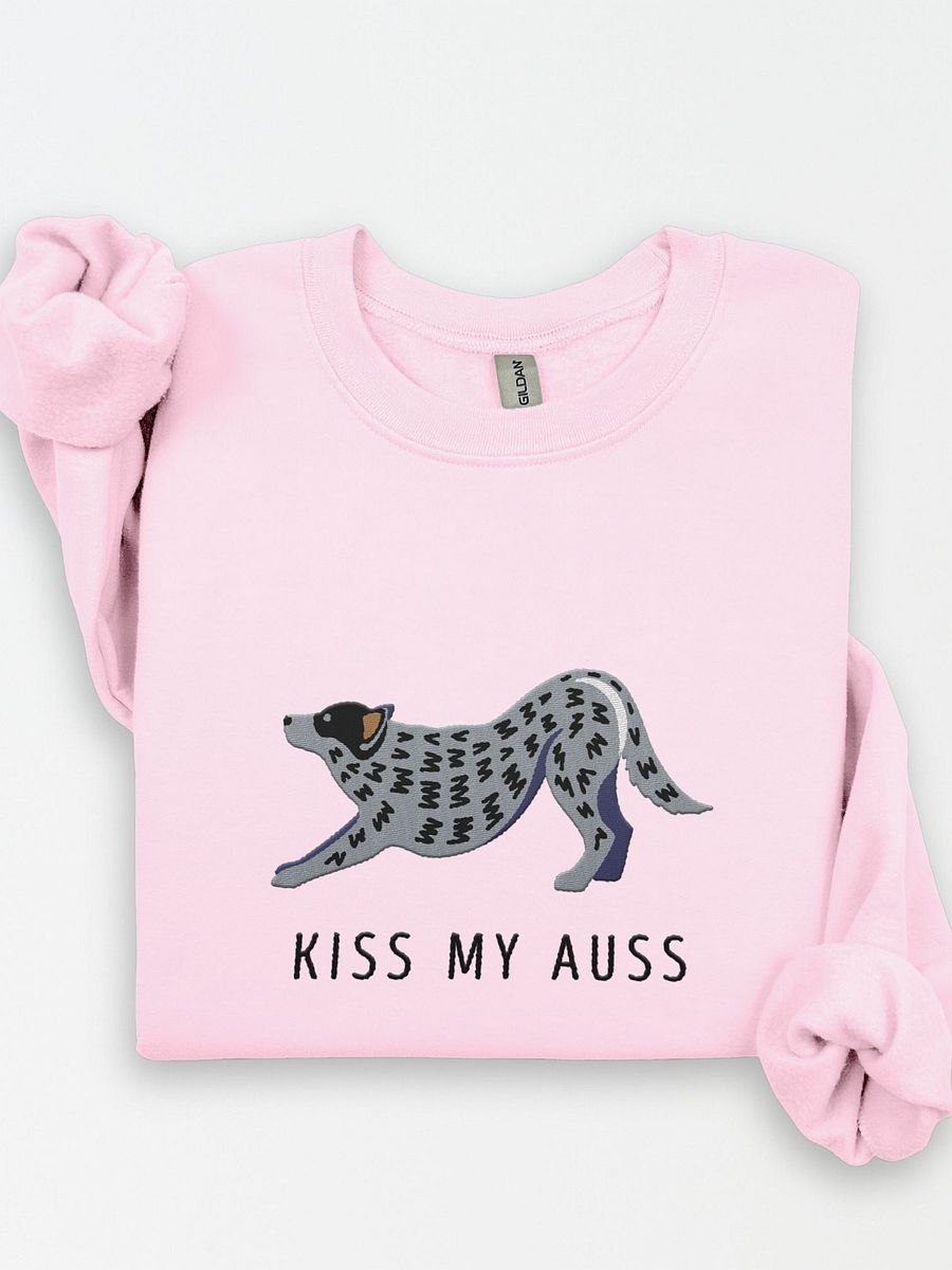 Kiss My Auss Sweatshirt (Embroidered) of an Australian Cattle Dog(Blue Heeler 2) product image (1)