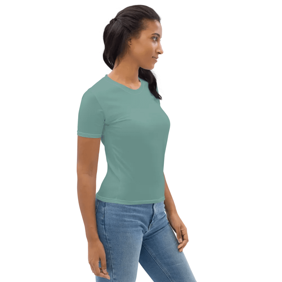 Plain Medium Teal Green Soft Summer Women's Crewneck Polyester Heavyweight Premium T-Shirt by Treasure Pie product image (8)