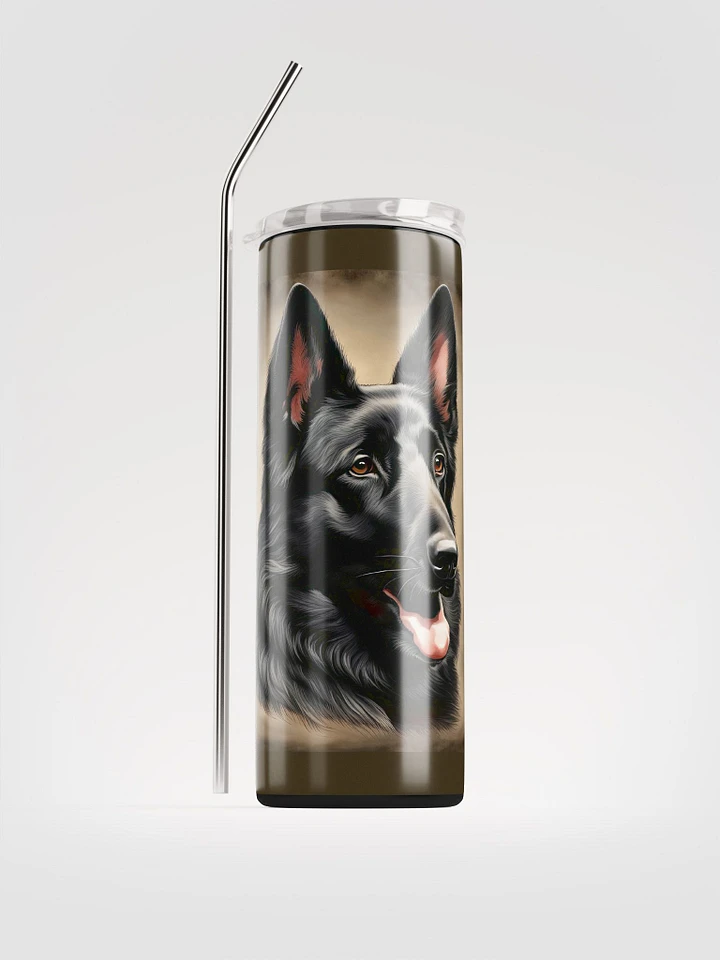 Black German Shepherd Stainless Steel Tumbler With Straw product image (2)