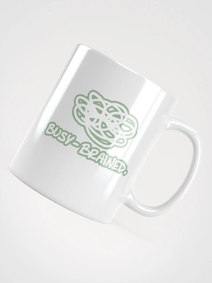 BUSY-BRAINED (lined design, #96B697) glossy white mug product image (7)