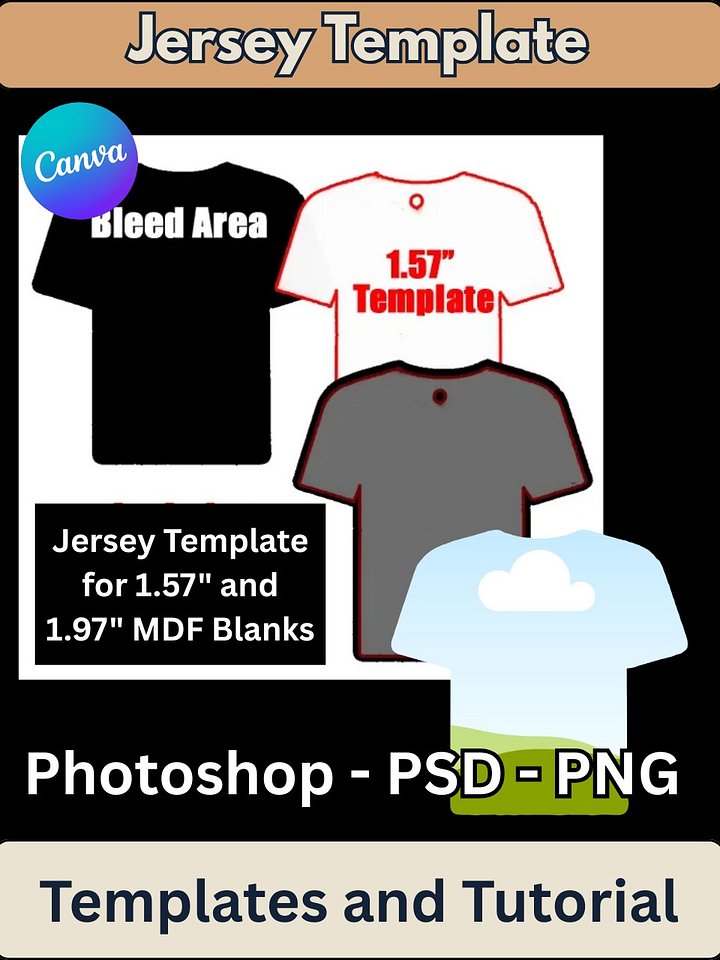 VIP Members Only! How to Sublimate a MDF Wood Jersey - 1.5 and 1.97 inch Templates - Editable in Canva - PSD and PNG Files product image (1)