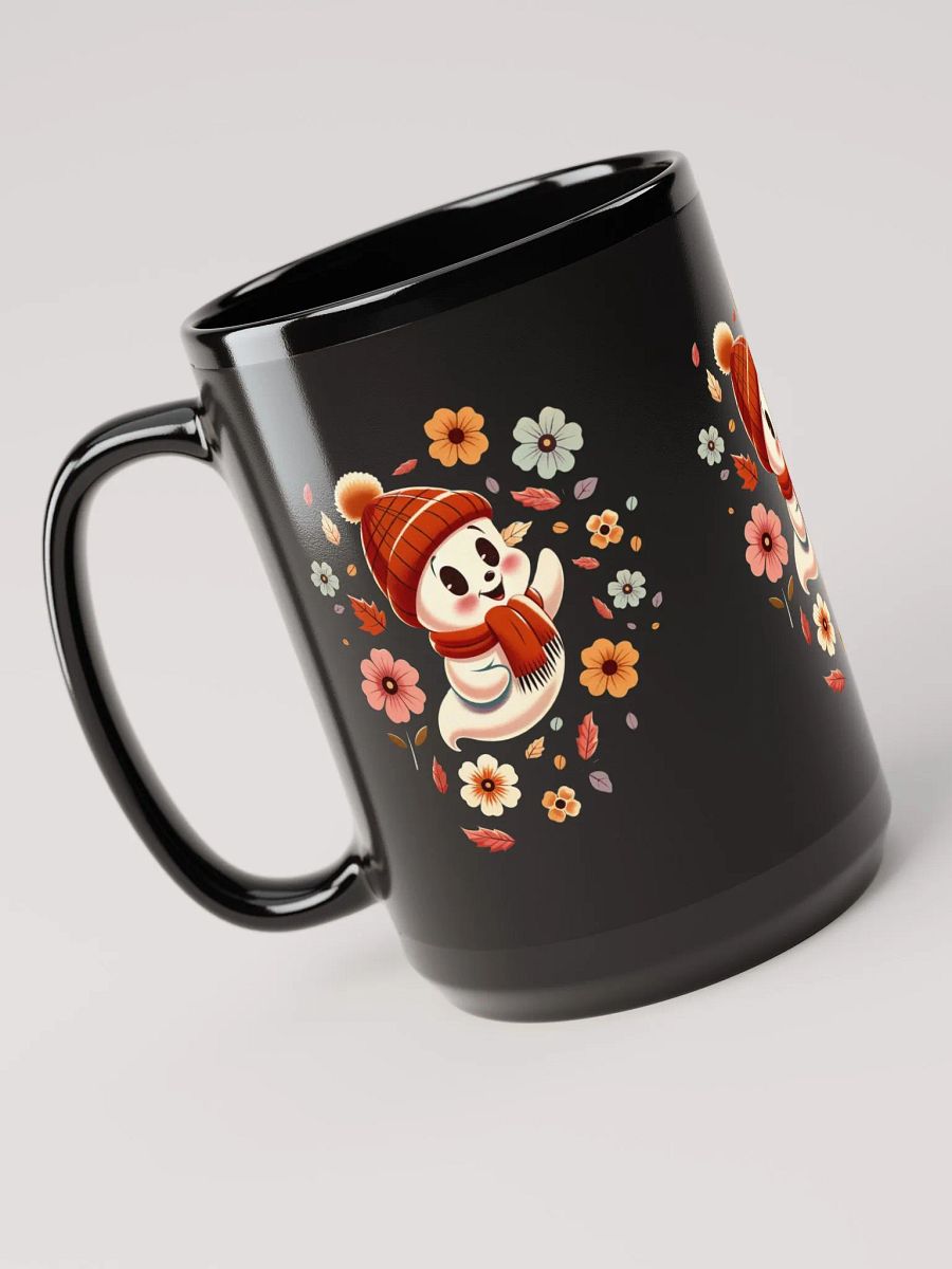 Ghost in a Hat Floral Coffee Cup - 15 oz Black Mug product image (3)