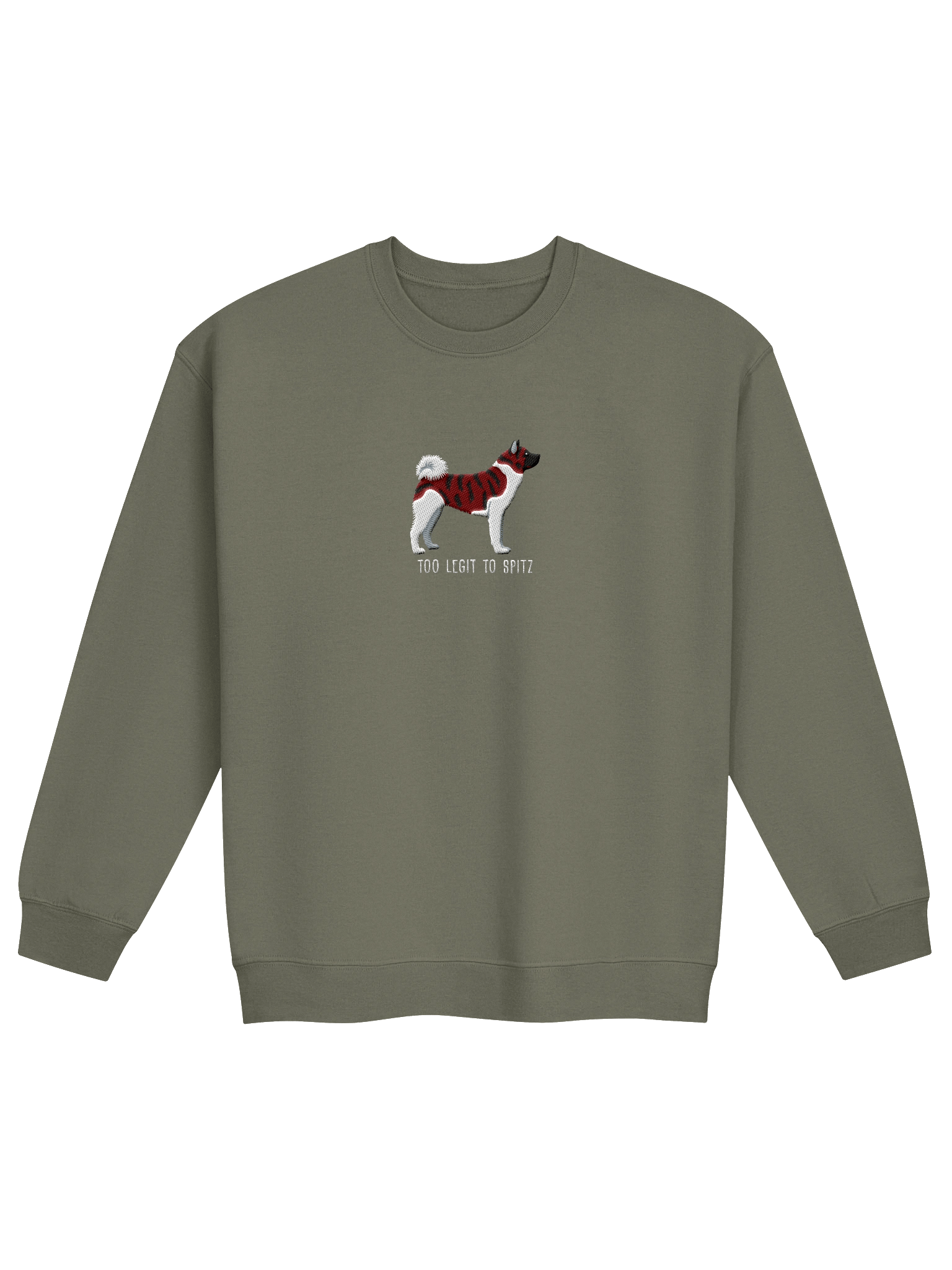 Too Legit to Spitz Sweatshirt (Embroidered) of an American Akita(Brindle & White) product image (17)