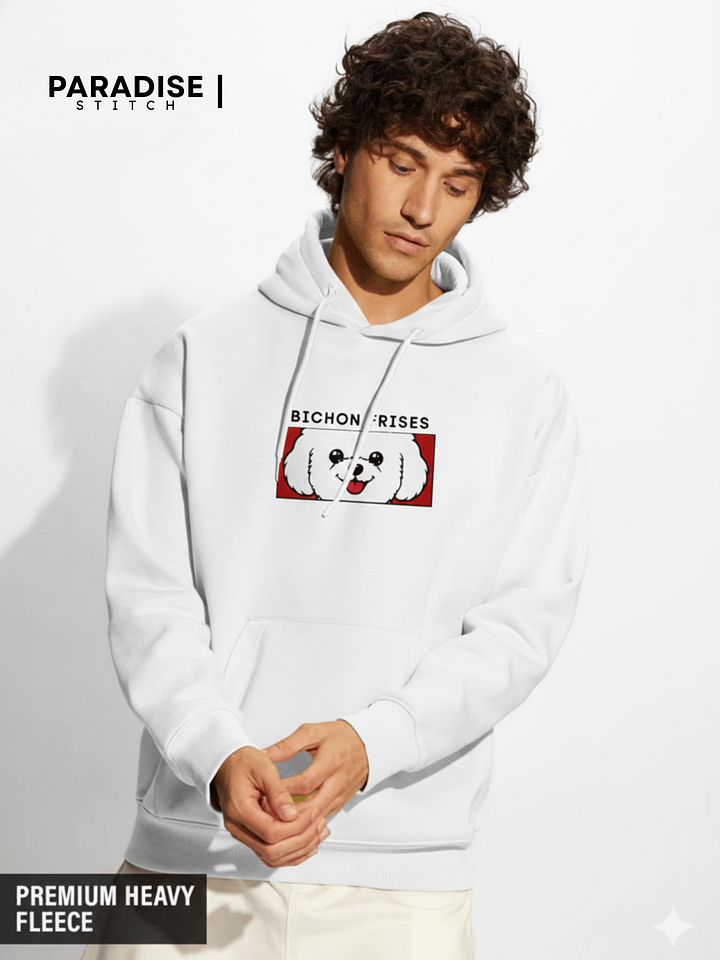 Embroidered Bichon Frises Face Peeking Strip Unisex Hoodie product image (1)