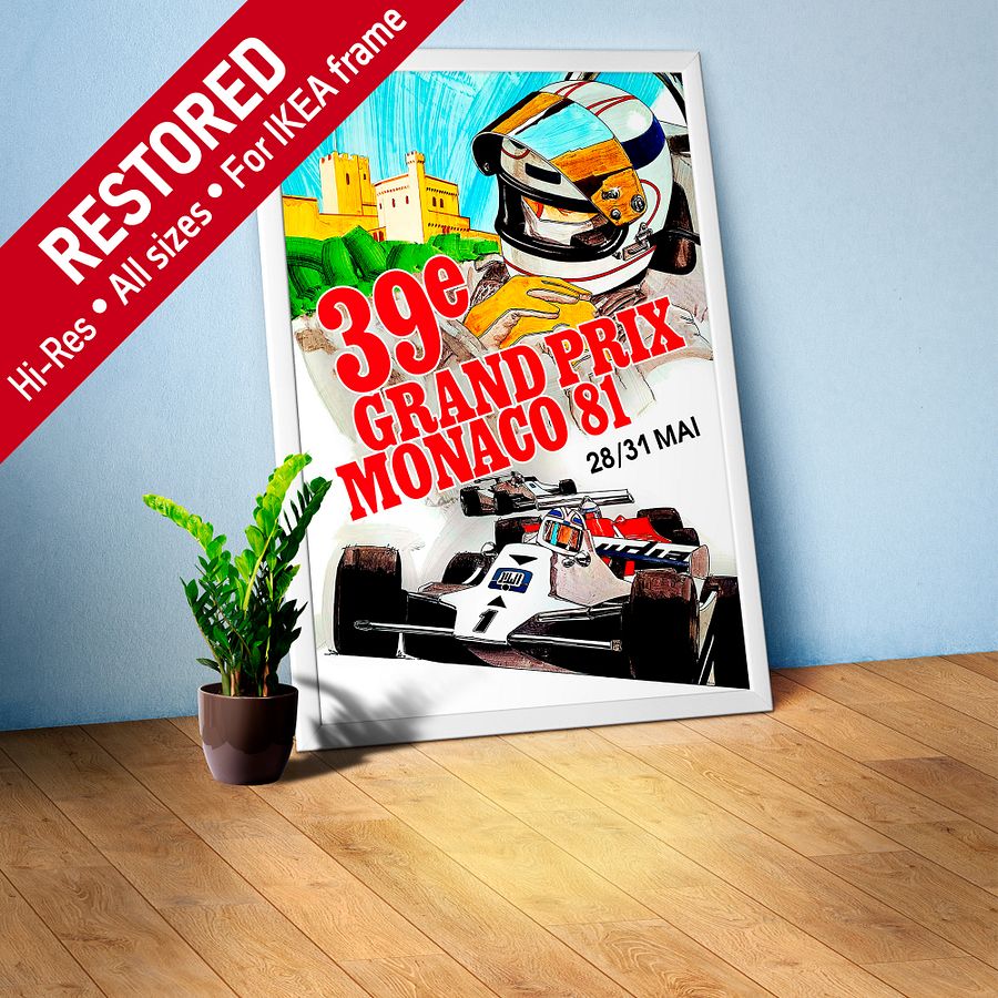 Monaco Vintage F1 Grand Prix, 1981 poster — Vintage Formula 1 poster, Monaco Grand Prix poster, retro travel poster product image (1)