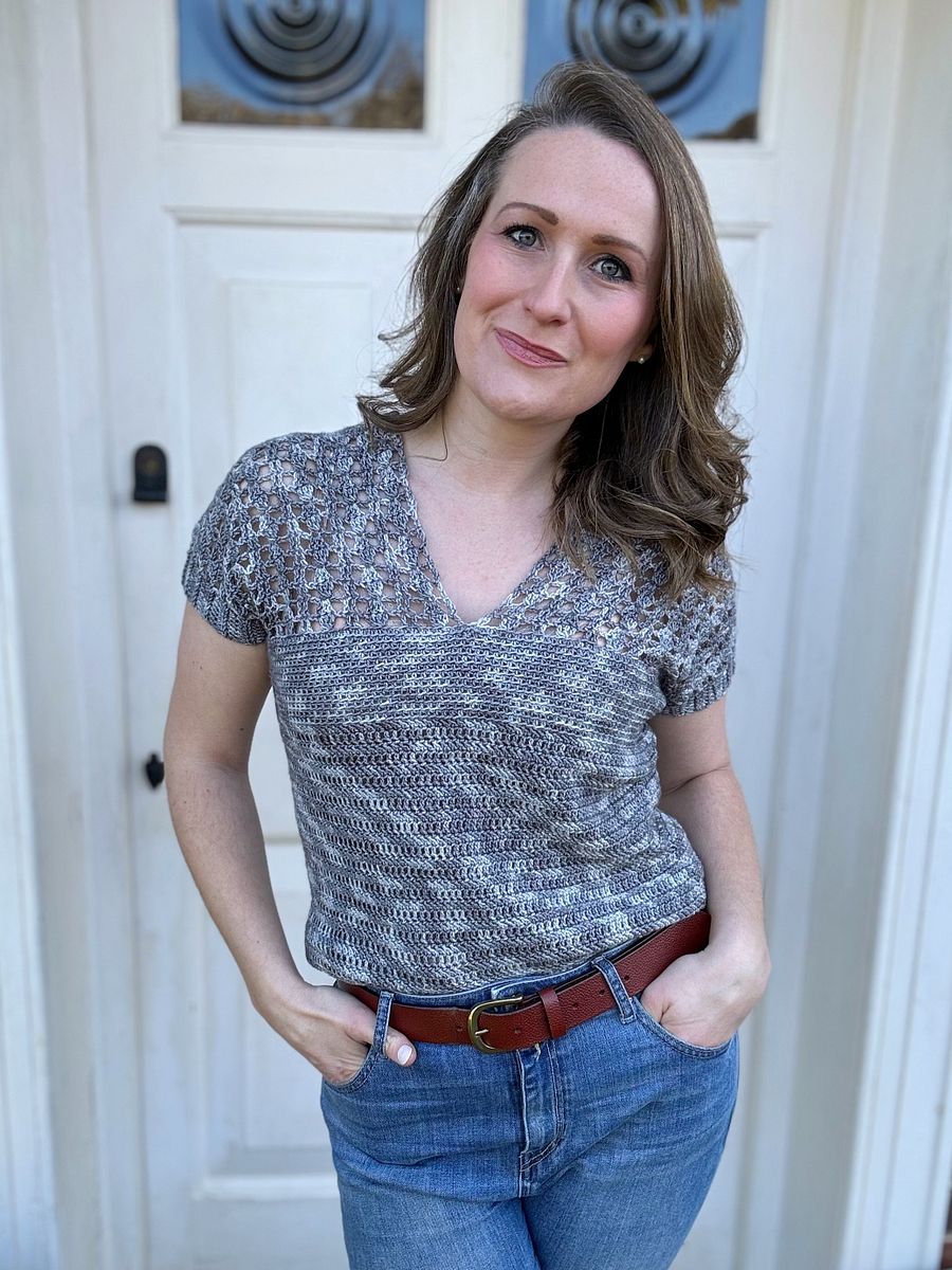 Top Down V Neck Crochet Top / Hawthorne Tee Pattern / Pdf crochet pattern / Seamless Summer Crochet Top xs to 5xl product image (6)