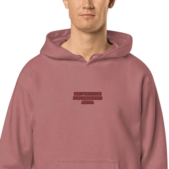 HEADPHONES ON (cherry design) embroidered pigment hoodie product image (2)
