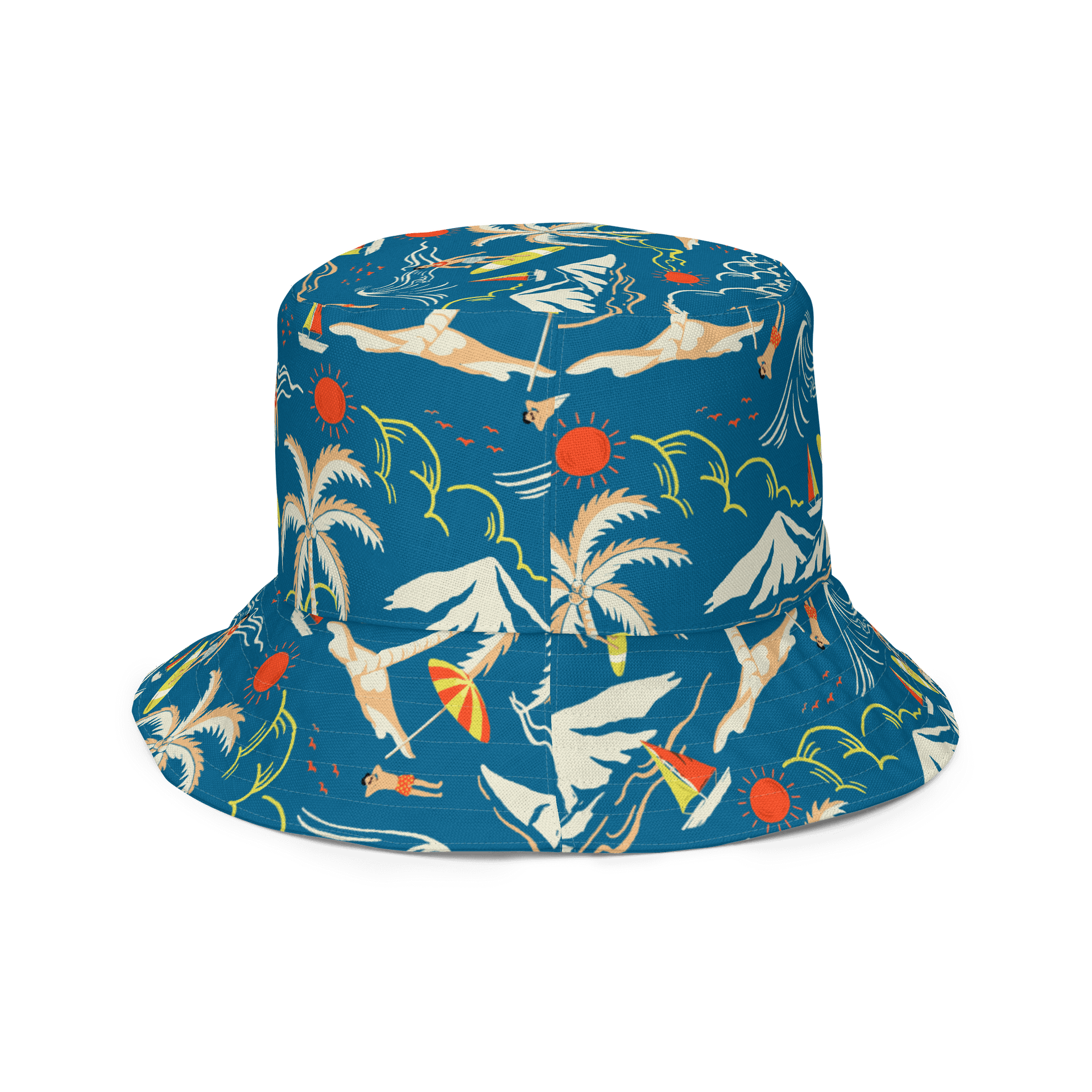 Retro Surf Reversible Bucket Hat – Tropical All-Over Print product image (6)