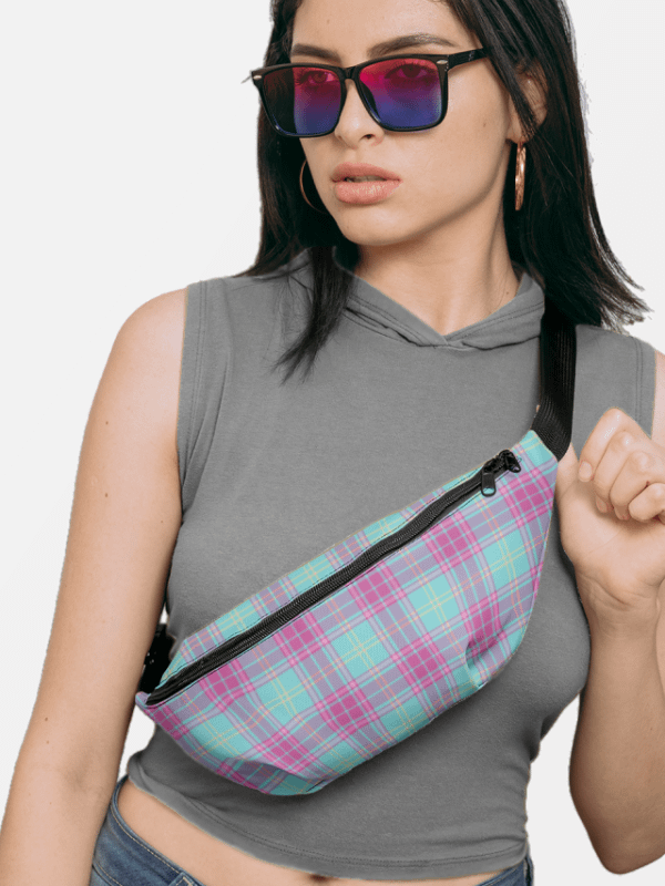 Hot Pink and Aqua Plaid Fanny Pack product image (1)