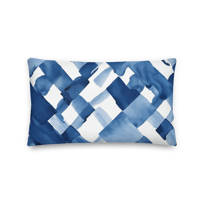 Blue Watercolor Grid Premium Pillow product image (5)