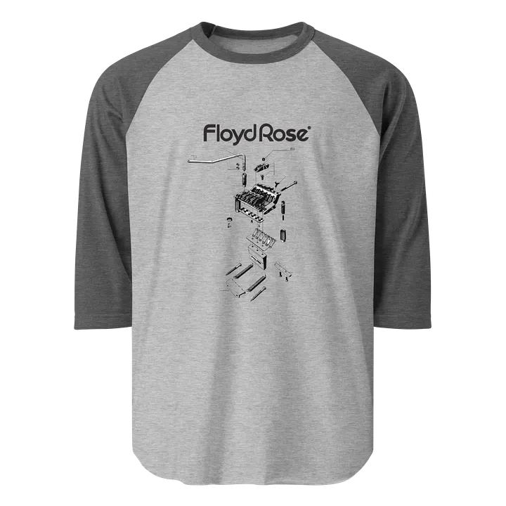 Tremolo Exploded View Raglan T-Shirt – Retro Tech Style for Guitar Enthusiasts product image (1)