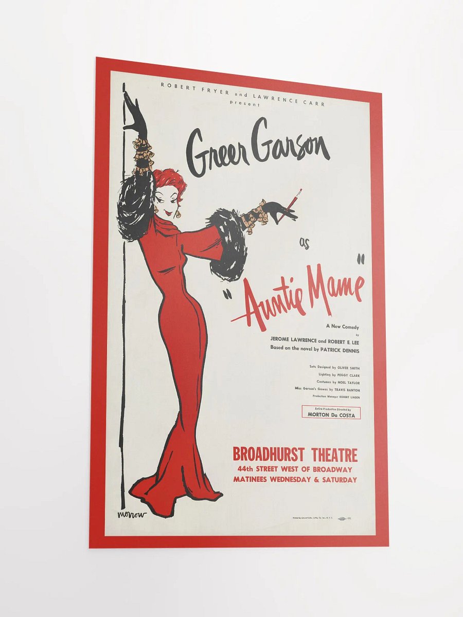 Vintage "Auntie Mame" Broadway Poster - Iconic Greer Garson in Scarlet Elegance product image (4)