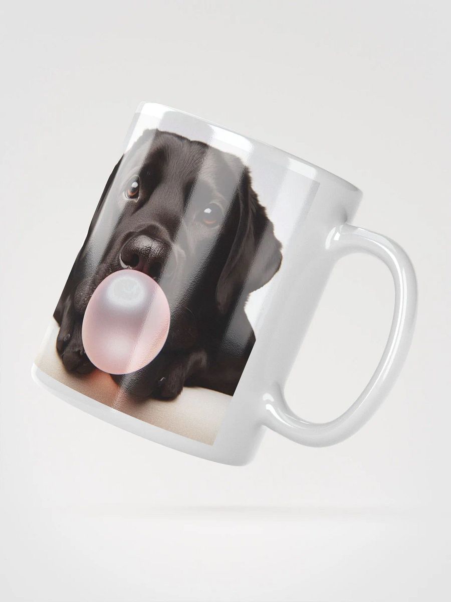 Bubble-gum Black Labrador #Humorous Glossy Mug - White product image (2)