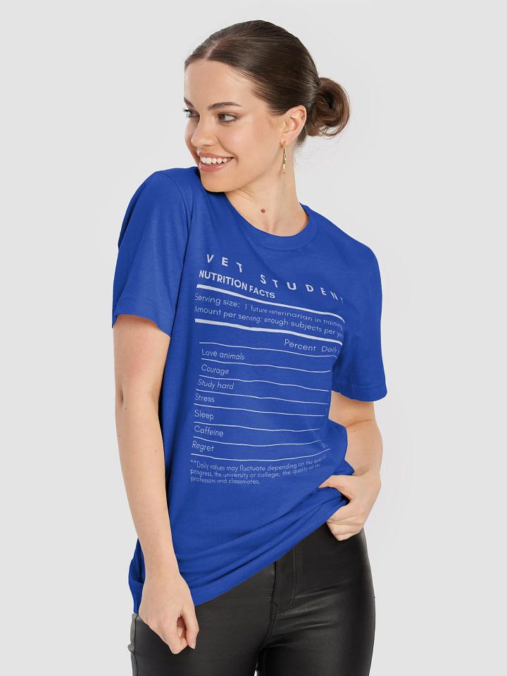 "Vet Student Nutrition Facts" t-shirt (dark background) product image (2)