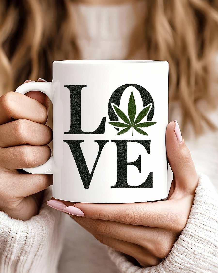 Love Weed Leaf Coffee Mug (White) product image (3)