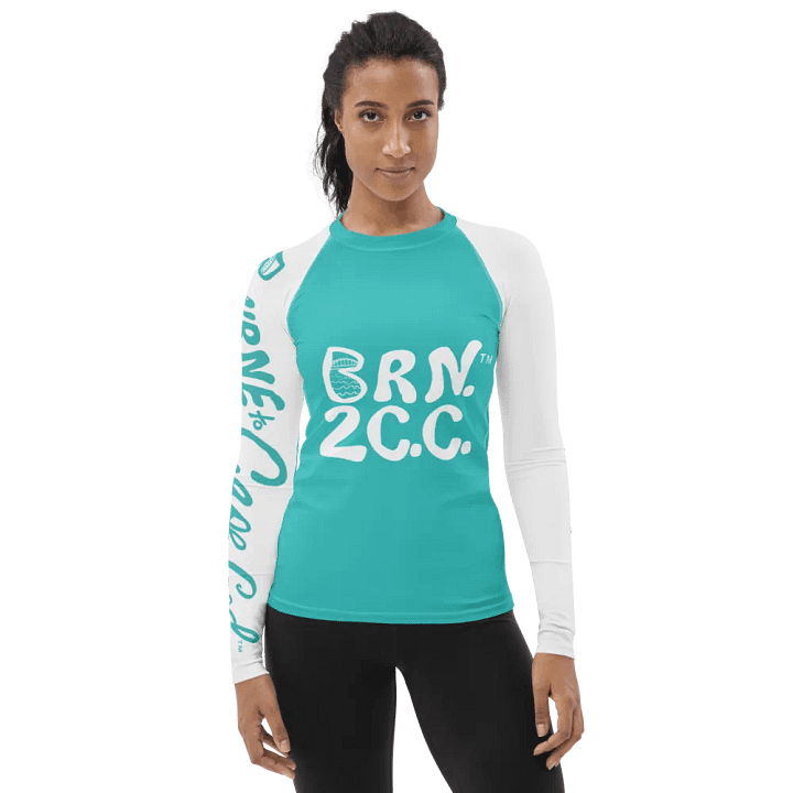 BOURNE to Cape Cod™ | Women's Rash Guard | BRN.2C.C.™ | Dark Turquoise & White product image (1)