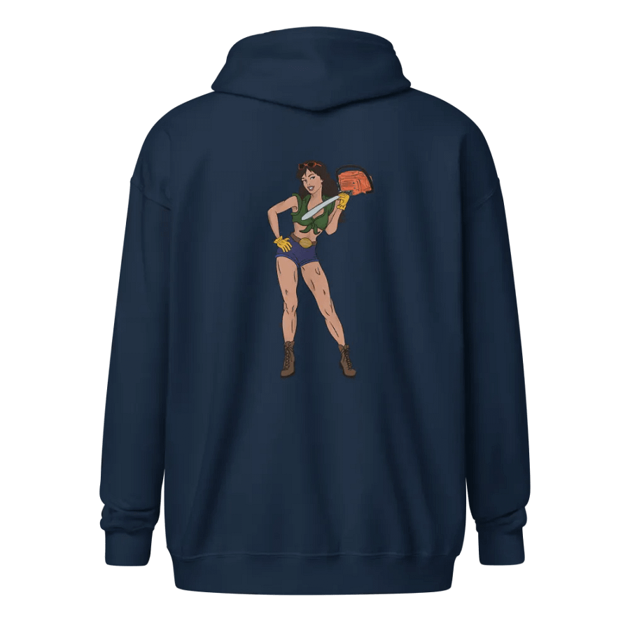 Brunette Chainsaw Betty Pinup Unisex Full Zip Hoodie product image (1)