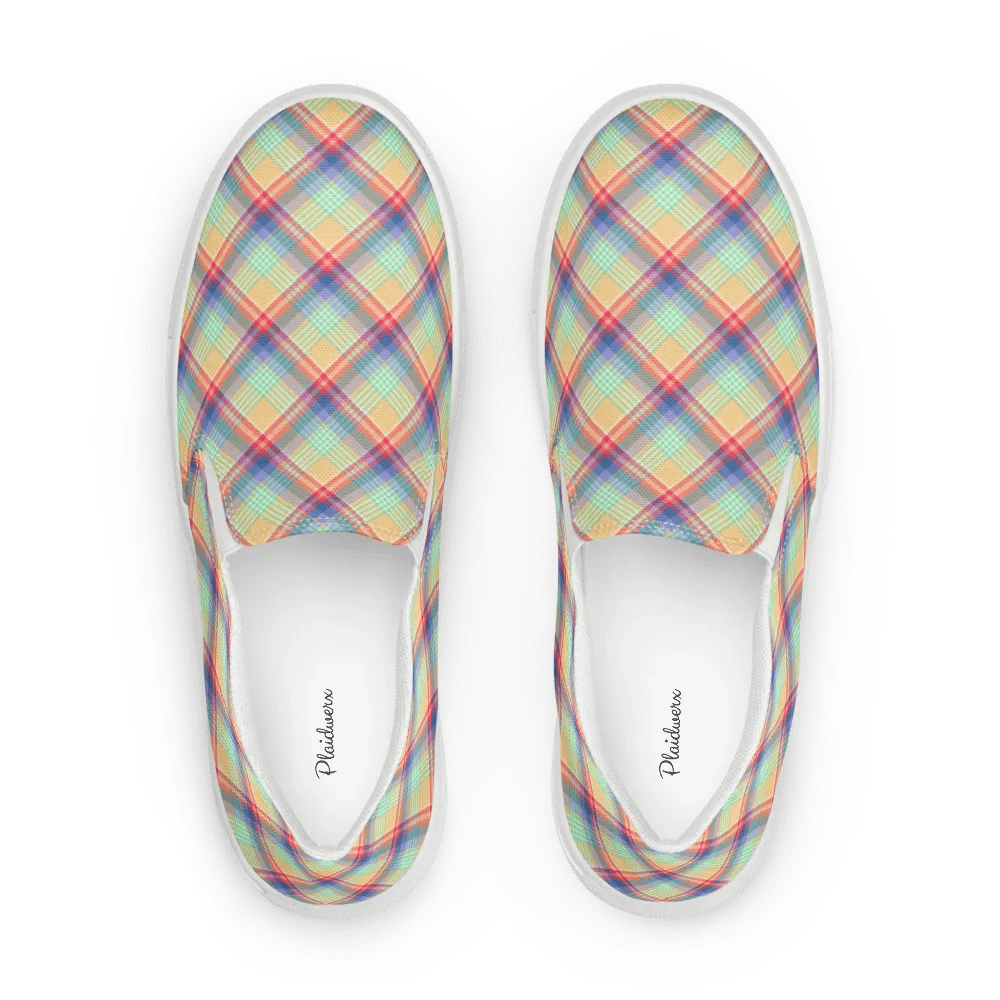 Bright Pastel Plaid Women's Slip-On Shoes product image (1)