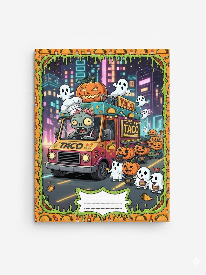 Spooky Taco Truck Halloween Notebook Cover - Digital Download product image (1)