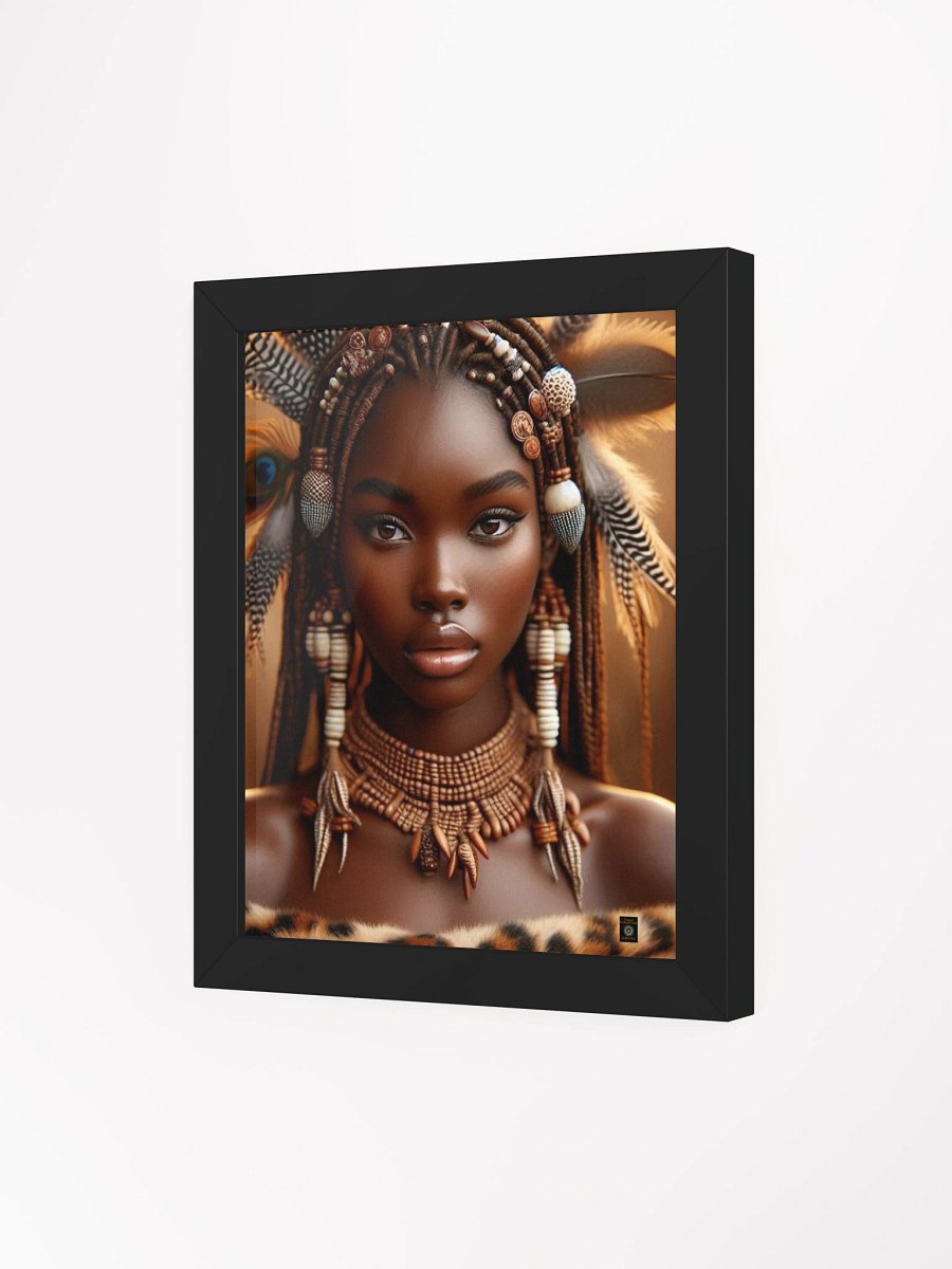 Shona Princess with Quail and Guinea Fowl Feathered Crown-Portrait -Eco-Friendly Ayous Wood Art Frame product image (21)