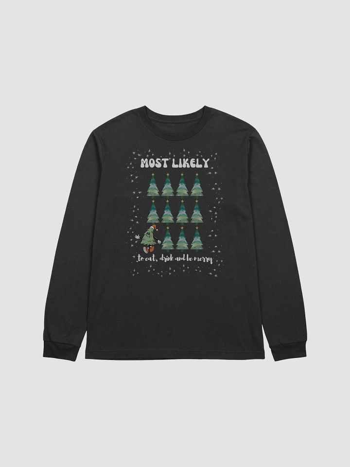 Festive Most Likely to Eat, Drink and Be Merry Christmas Tree Grid Long Sleeve Tee product image (1)