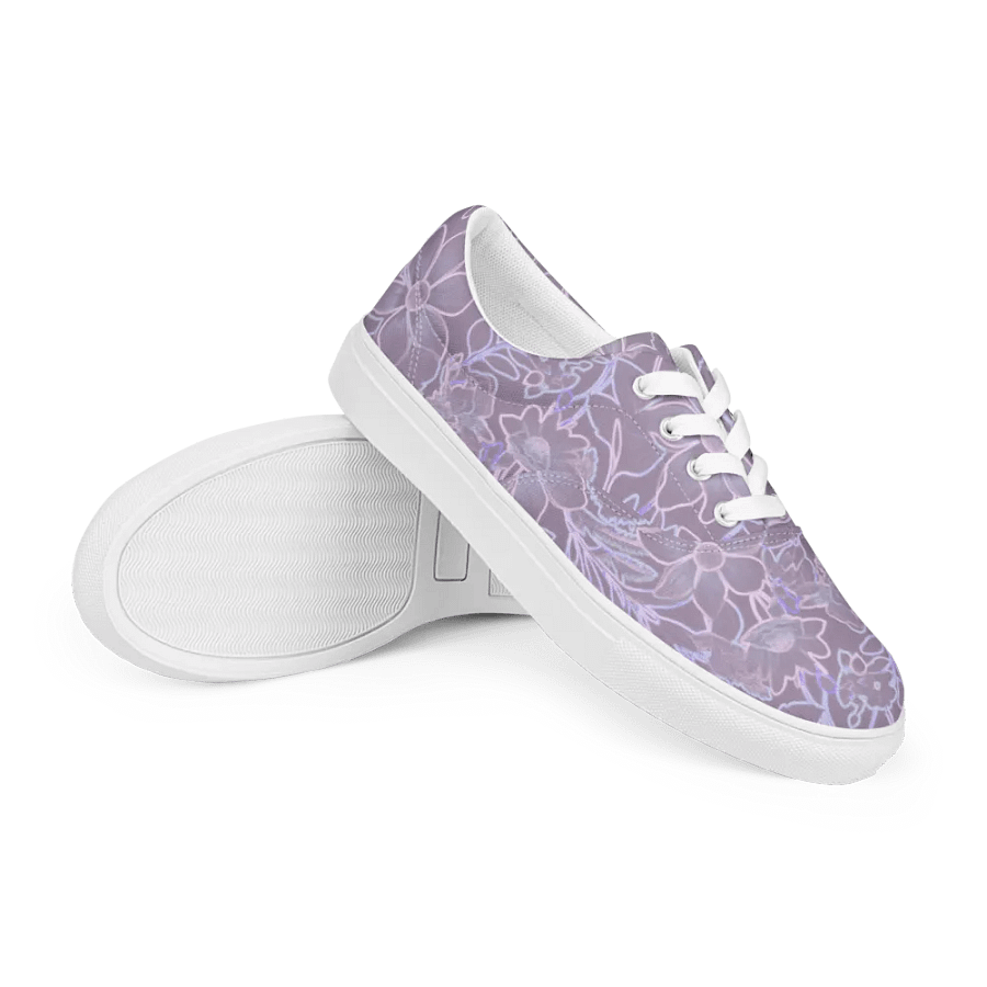 Line art Lilac and Pink Floral/Women's Lace-Up Canvas Shoes by Allcolor product image (6)
