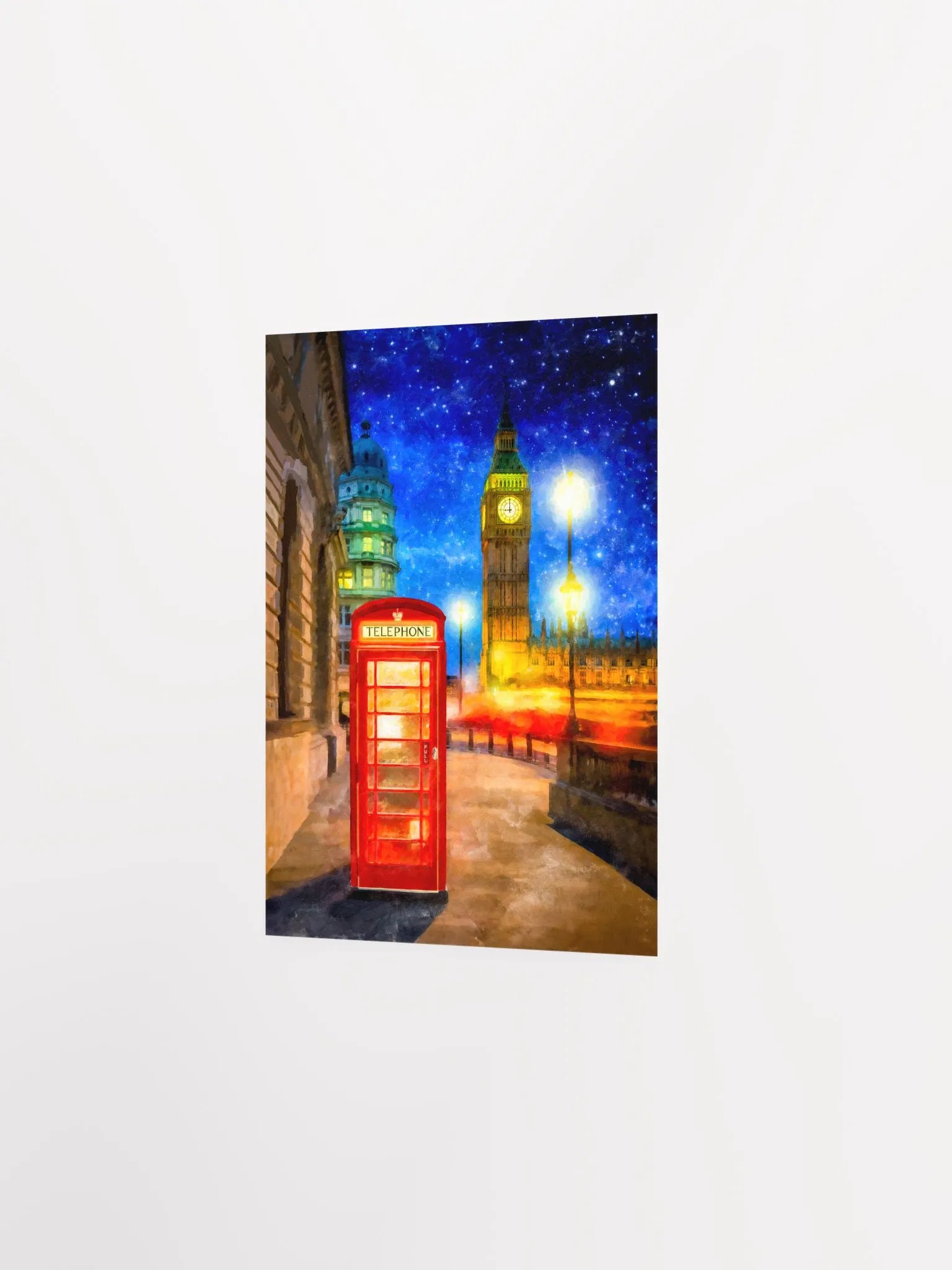 London Phone Box Art – Big Ben At Night Studio Art Print product image (2)