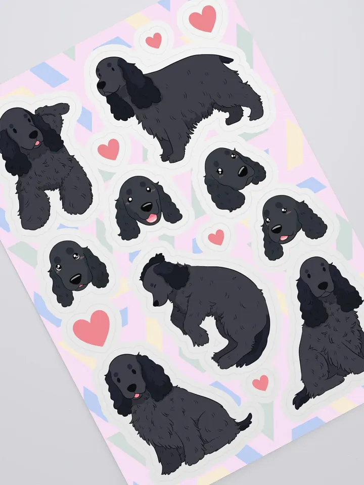 Lovable Black English Cocker Spaniel Pup Kiss Cut Sticker Sheet product image (2)