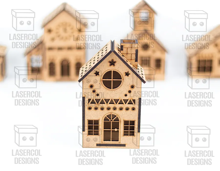 Christmas Houses Set 1 (5 Styles) - Laser Cut Files product image (7)