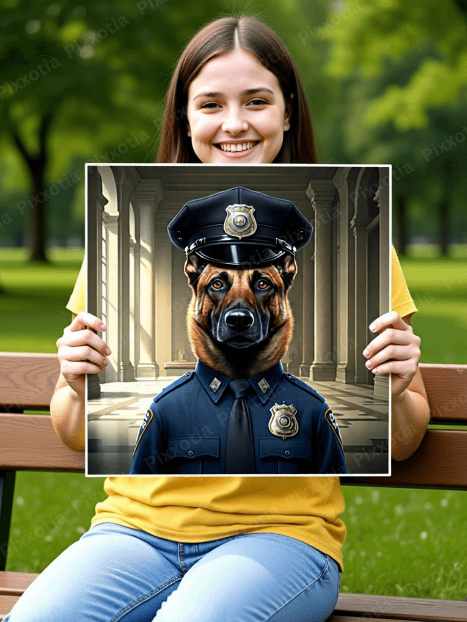 Custom Pet Portrait in Police Uniform | Digital Download | Pet Photo with Police Cap & Silver Badge | Funny Police Pet Art Gift product image (5)