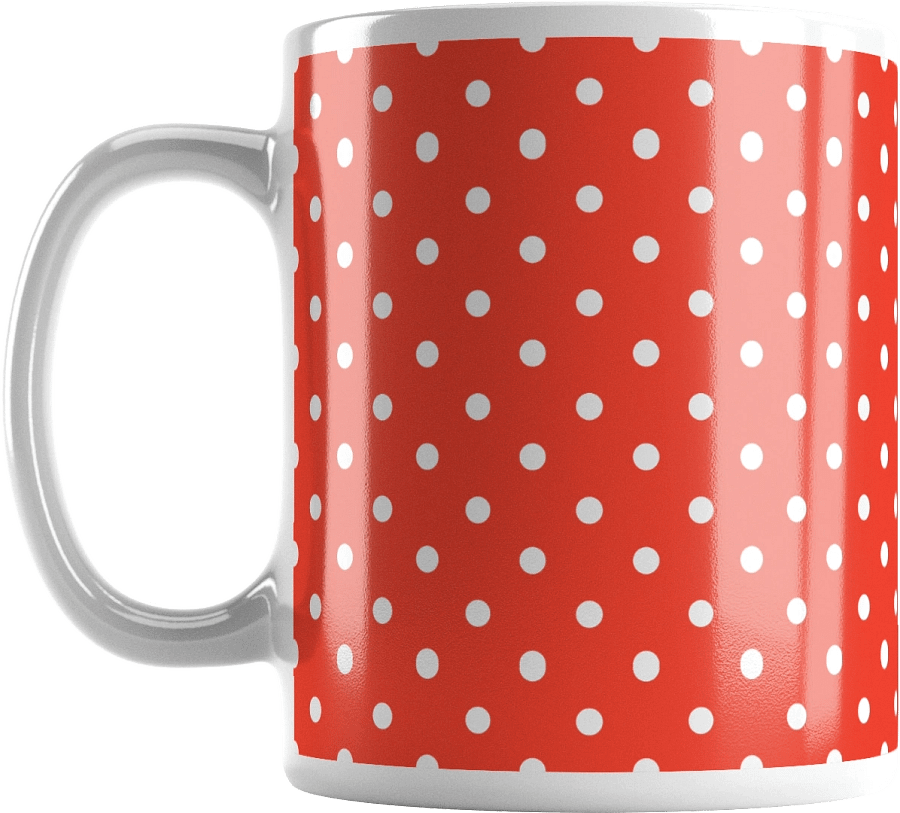 White Polka Dots on Red Glossy Coffee Mug product image (5)