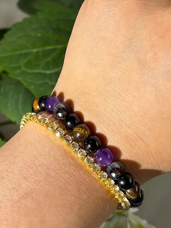 Pulseira de Cristal Elástica Artesanal para atrair proteção: product image (2)