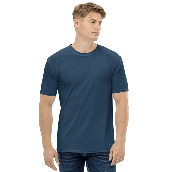 Plain Dark Bluish Gray Light Summer Men's Crewneck Polyester Heavyweight Premium T-Shirt by Treasure Pie product image (1)