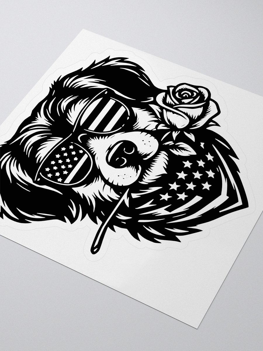Cool Patriotic Dog Wearing Sunglasses & Rose | Border Collie Sticker product image (3)