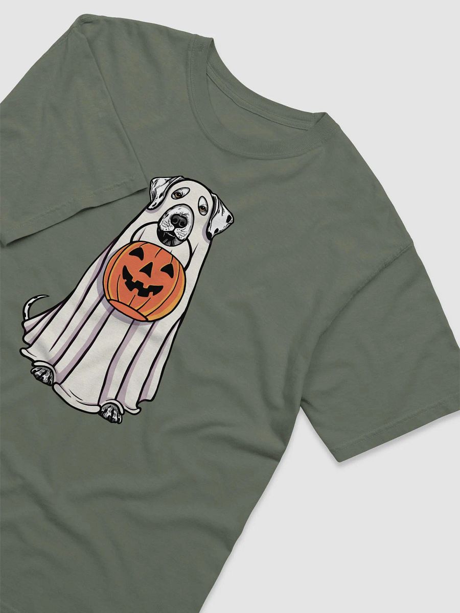 Funny Halloween Dalmatian T-Shirt | Funny Dog Wearing a Ghost Costume and Holding a Pumpkin Basket product image (14)