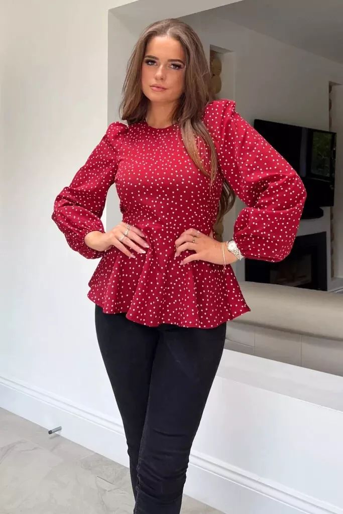 Girl In Mind Red Polka Top SI7941 product image (1)