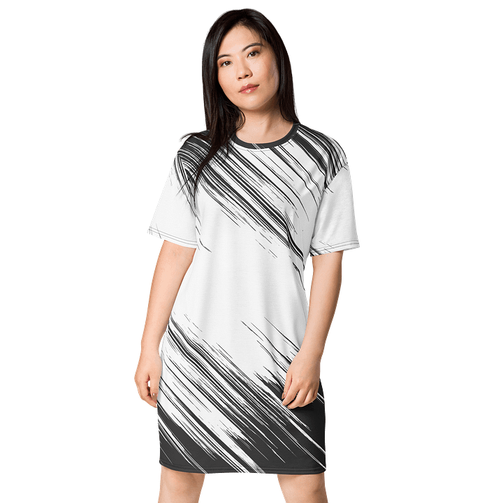 Exclusive Black and White Brushstroke T-Shirt Dress - Only at TDS Music product image (1)