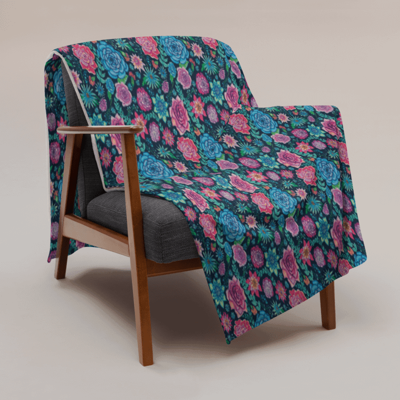 Bold Blooms Floral Throw Blanket | Soft, Colorful Cozy Blanket | by Monique Faella Designs™ product image (1)