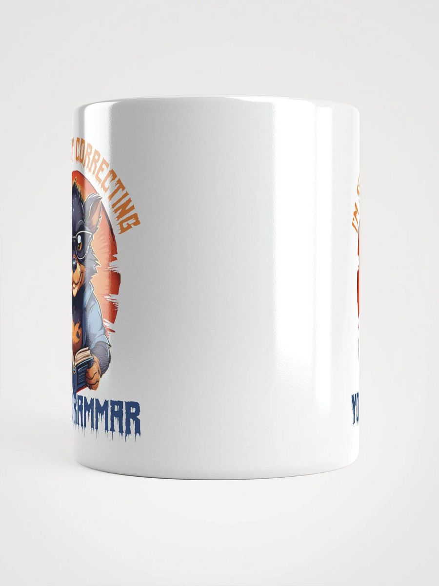 I'm Silently Correcting Your Grammar – Funny Teacher Gift White Glossy Mug Printed on Both Sides | Quirky Tasmanian Devil Design | Perfect for Grammar Enthusiasts product image (5)