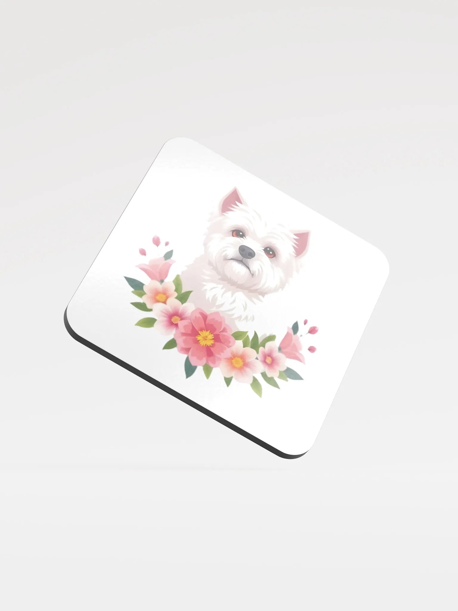 Floral Bichon Frise Cork Coaster product image (2)