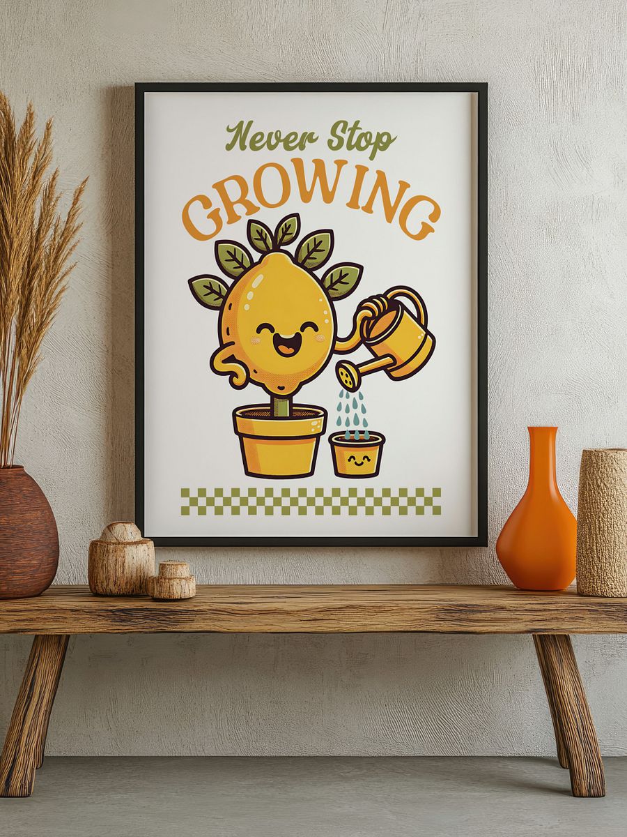 Never Stop Growing Lemon Tree Mascot Inspirational Retro Art Print product image (3)