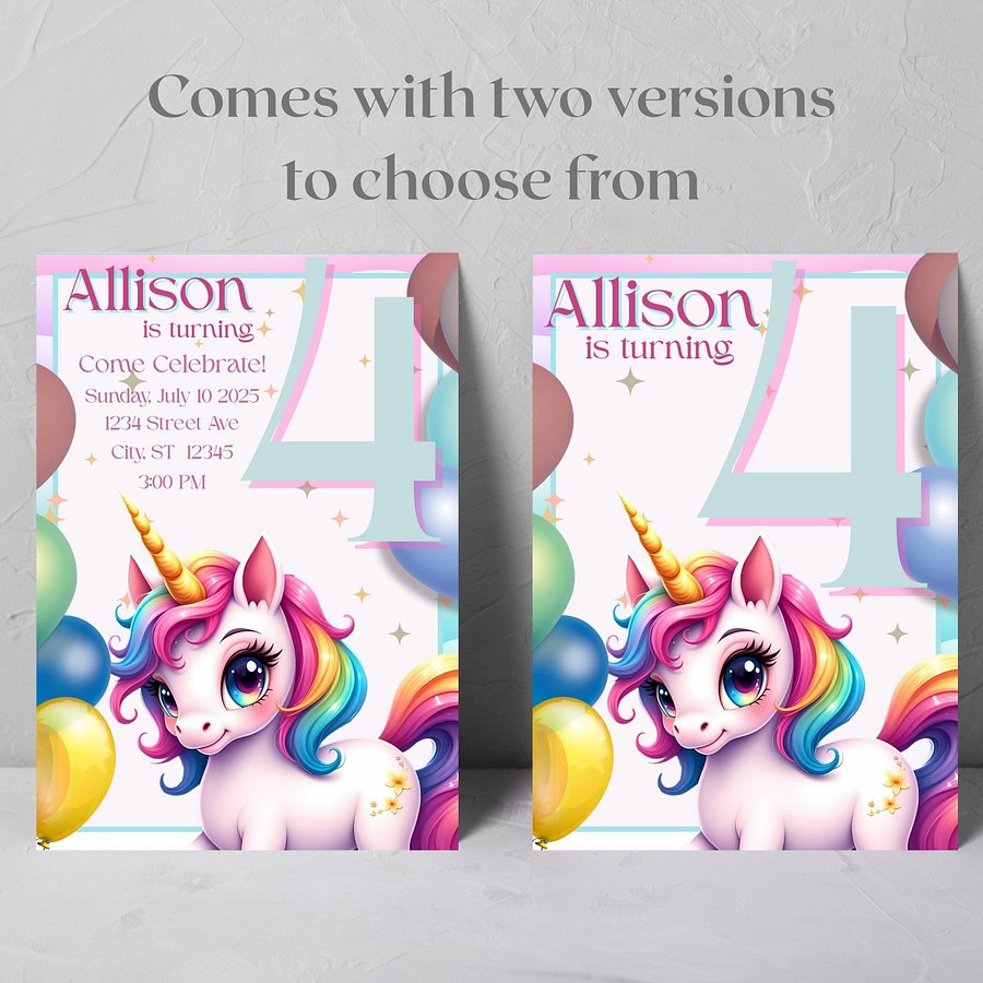 Unicorn Invitation Unicorn Cloud Day, Unicorn Invitation Template, Unicorn Invite Downloadable, Unicorn Birthday Digital Invitation product image (5)