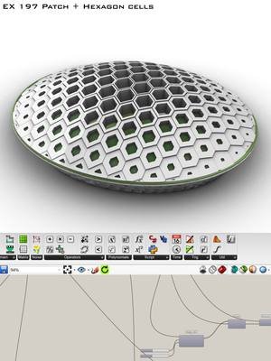 Grasshopper - EX 197 - Patch + hexagon cells #models #rendering #architectureschool #zahahadid #architecturetiktok #render #design #architecture #architecturestudentlife #rhino #modeling #grasshopper #parametricdesign #architecturedesign #architecturestudent #grasshopper3d #architecturemodel #architect #parametricarchitecture #model