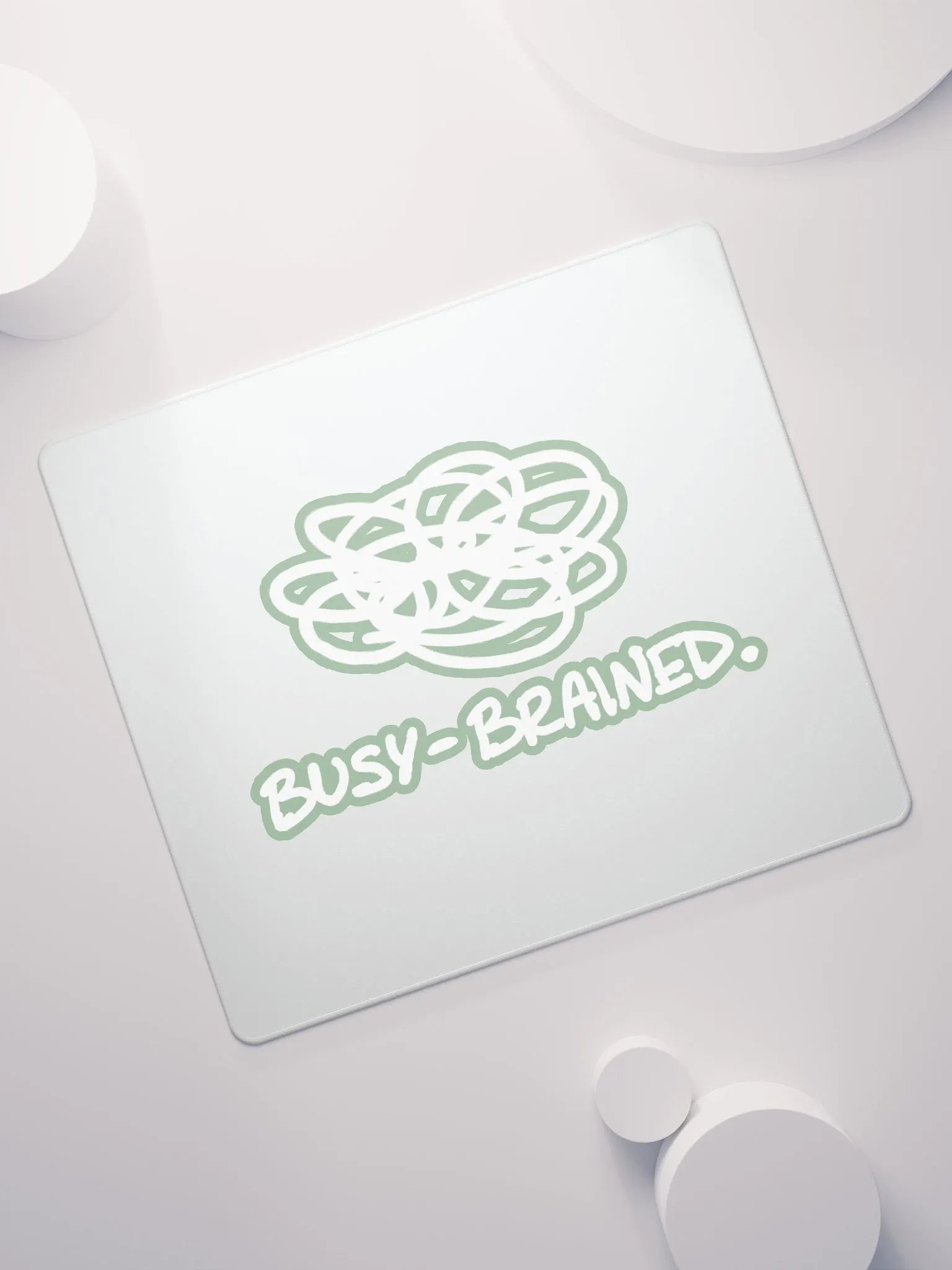 BUSY-BRAINED (lined design, #96B697) mouse pad product image (7)